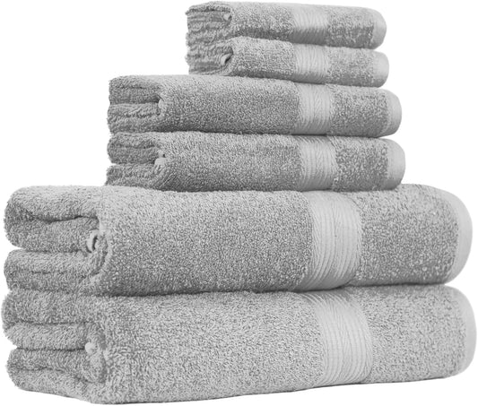 Amazon Basics 6 Piece Oversized Fade resistant Towel set