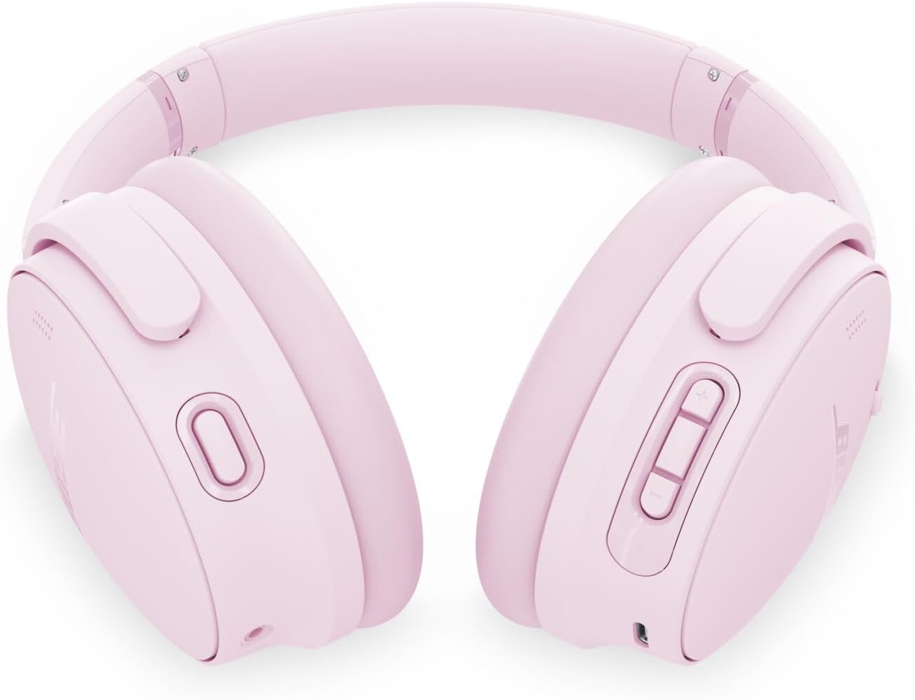 Pink headphones on a white background
